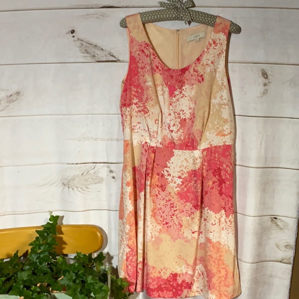 Loft; Floral Midi Shift Dress; 10